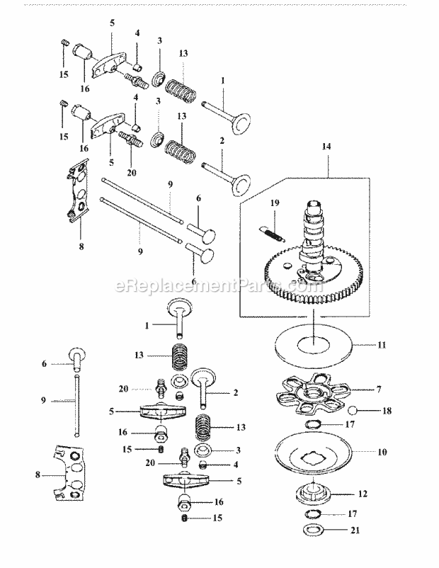 Fh721v-As15 Valve Train Diagram and Parts List for M60-KW 53AB5DCX150 Cub Cadet Sprayer